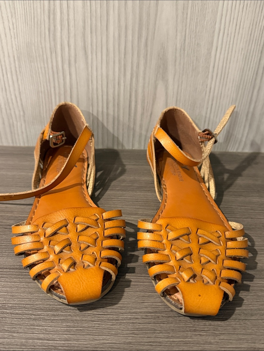 American Eagle Outfitters Woven Leather Ankle-Strap Sandals